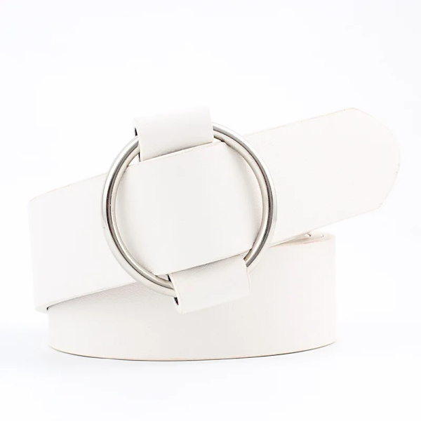Dammode Stor dubbelring Cirkel Metallspänne Bälte Vild midjeband Dam Breda läderremmar Bälten för fritidsklänning Jeans Style 3 White One Size