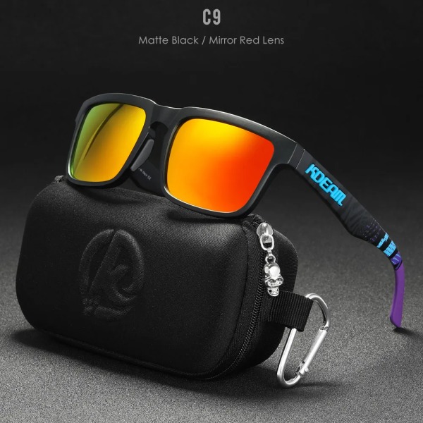 2022 nya KDEAM Ken Block polariserade solglasögon män fyrkantiga solglasögon reflekterande beläggning Spegellins UV400 märke med case C9 With B2 Case