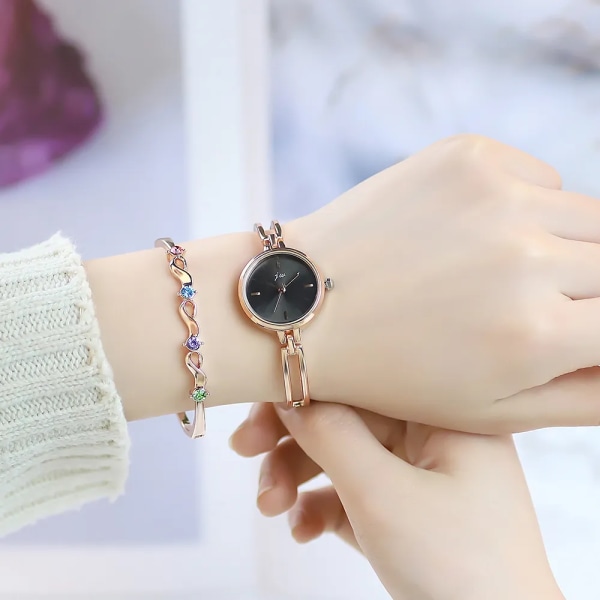 Mode 25 mm watch för kvinnor lyxigt legeringsband kvarts damklocka watch present för flickor roséguld Rose White 2