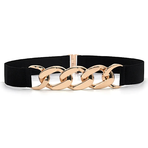 Mode Elegant Elastiskt Brett Kvinnor Bälte Guld Ring Spänne Dekorativa kvinnor bälten för klänning designer bälten kvinnor hög kvalitet Black1 70cm
