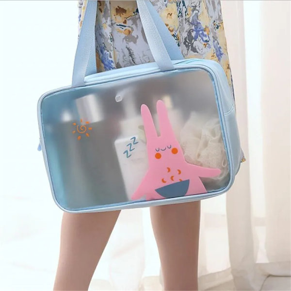 Kvinnor Transparent Vattentät PVC kosmetikaväska Bärbar Nödvändig kosmetisk väska Organizer Mode små stora toalettväskor Large blue