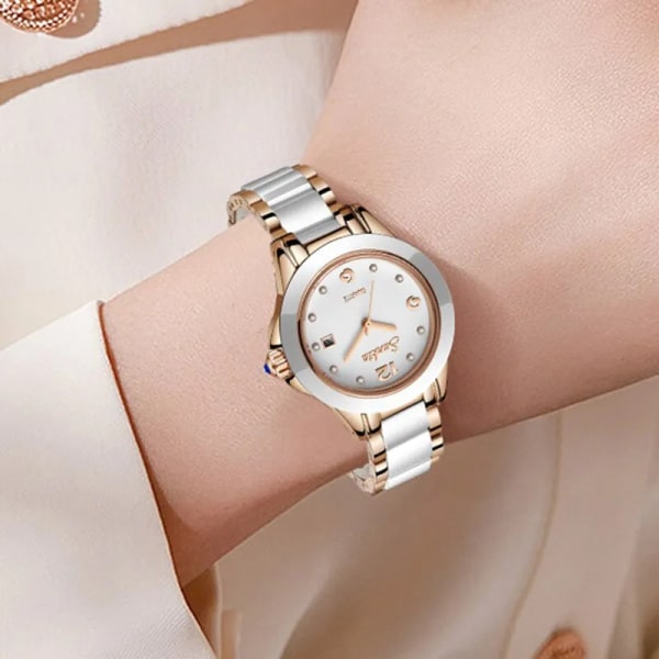 Mode Watch Rose Gold Dam Armband Klockor Tjej Reloj Mujer 2023 Ny kreativ watch Vattentät datumklocka Kvinna silver white