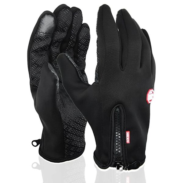 Vindtäta varma handskar för vintern Anti-halk Silicon Pekskärm Full Finger Kallbeständig Cykel Cykling Pekskärm Sporthandskar Black M