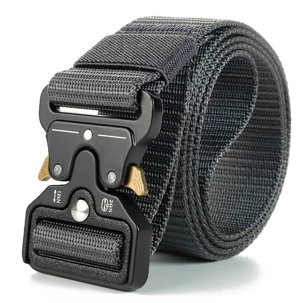 Äkta taktiskt bälte magnetiskt spänne snabbkopplingsbälte Casual Nylon Träningsbälte Herrbyxor Svart bälte ZV01 black gray 45to47inch