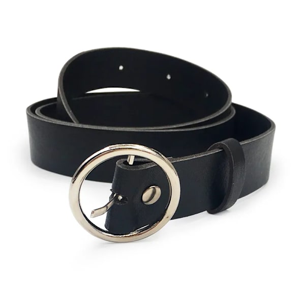 Dammode Stor dubbelring Cirkel Metallspänne Bälte Vild midjeband Dam Breda läderremmar Bälten för fritidsklänning Jeans Style 5 BlackSilver One Size