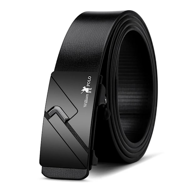 WILLIAMPOLO berömda märkesbälte män högsta kvalitet äkta läder lyxdesigner manliga automatiska spännbälten för män 105-130cm Black-17120 110cm
