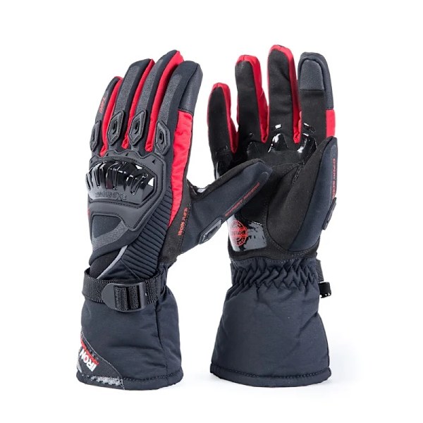 Iron Jia'S Vinter Motorcykelhandskar Varma Vattentäta Skyddande Guantes Moto Pekskärm Motorcykelkörning Motosiklet Eldiveni AXE02-Red M