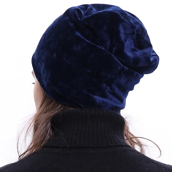 Geebro Damernas Velour Beanie Hatt Vinter Polyester Mjuk Varm Slouchy Beanie För Kvinnor Dam Velvet Balavaca Skullies Hattar Js277M Purple