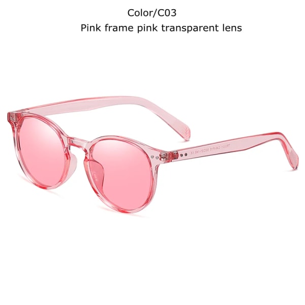 TUZENGYONG Nya unisex ultralätt TR90 polariserade solglasögon män kvinnor kör runda rosa nyanser Vintage UV400 solglasögon T03336 C03 No glasses case