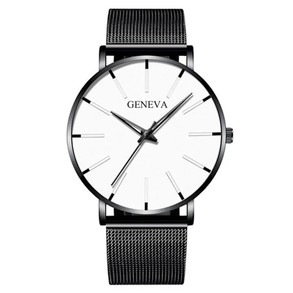 Rostfritt stål Mesh bälte Watch för män Minimalistisk ultratunn klocka Mode mäns watch relogio masculino Mesh Black White