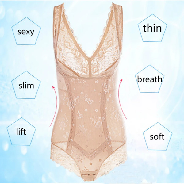 plus size spets bekväm bantning body shapers bh lyftare kontroll mage bodys midje träning shapewear Khaki M