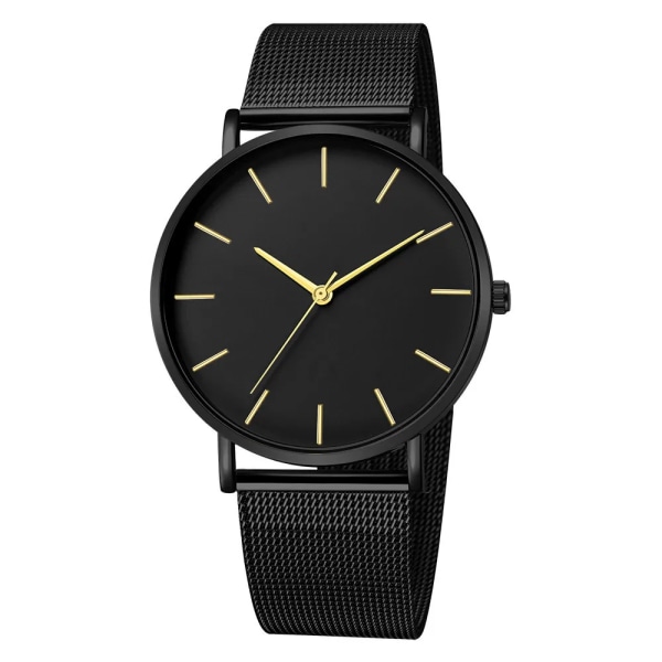 Watch Magnetisk armband Ultratunn watch Herr Slim Mesh Stål Vattentät Watch Svart Relogio Masculino Black gold