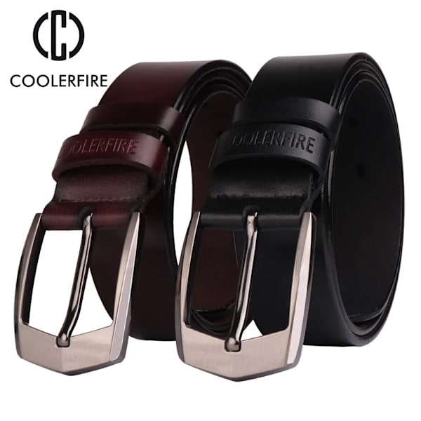 Coolerfire män högkvalitativt bälte i äkta läder lyxiga designerbälten män kosnmode Strap hane Jeans för män cowboy HQ043 COFFEE 100cm