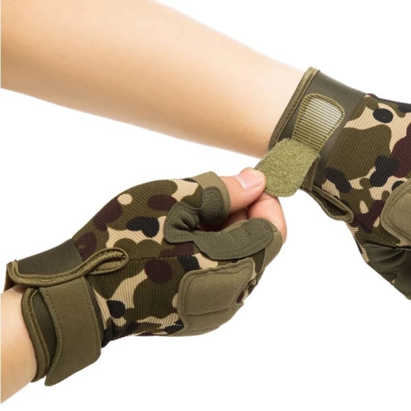 Män Taktiska handskar Militär armé skytte Skärsäkra fingerlösa handskar Antisladd utomhussport Paintball Airsoft cykelhandskar yellow camouflage XL