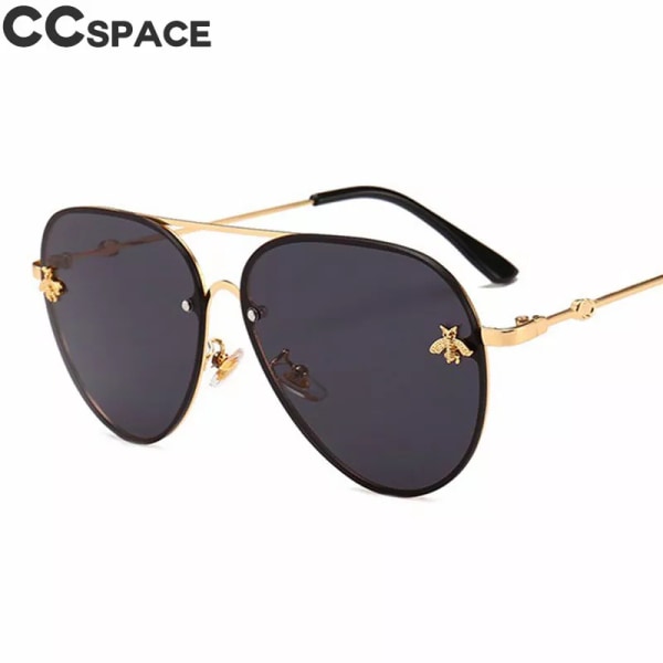 46023 Lyxiga Bee Pilot Solglasögon Dam Mode Nyanser Metallbåge Vintage Glasögon Män Designer C7 gold black