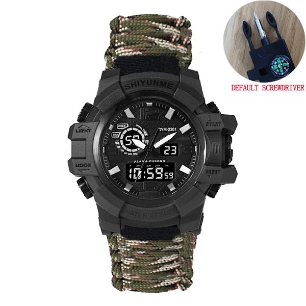 SHIYUNME Män Militär Watch Utomhus Kompass Tidslarm LED Digitala klockor Män Vattentät Quartz Clock relogio masculino Khaki