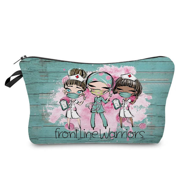 Tecknad Tandläkare Sjuksköterska Print Kosmetikväskor Mode Kvinnor Designer Sminkväska Värmeöverföring Organizer Pennfodral hz4554 Nurse Bag