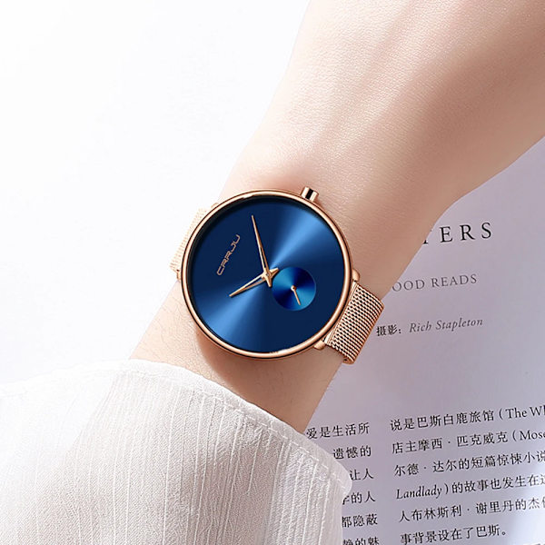 CRRJU Mode Watch Lyx Casual Enkel Dam Klänning Mesh Armbandsur Minimalistisk Vattentät Kvartsklocka Rose Gold