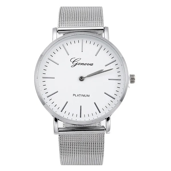 2023 nytt berömt märke Silver Casual Geneva Quartz Watch Dam Metall Mesh Rostfritt Stål Klänning Klockor Relogio Feminino Klocka silver 1