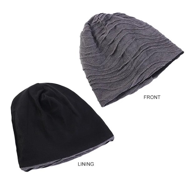 Dam & Herr Bomullsvikta Enfärgade Beanies Kemohättor Håravfall Stretch Turban Vinter Höst Hatt För Dam Tunn Beanie Hip Hop Hatt Gray