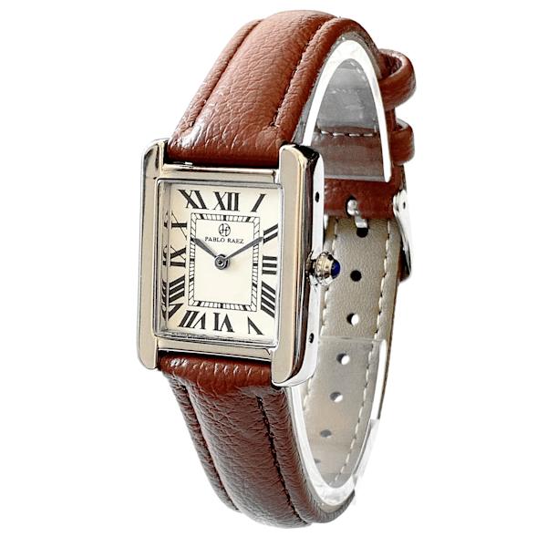 PABLO RAEZ Rektangel Kvinnor Modeklockor Elegant Lady Quartz Casual Armbandsur Ulzzang Lyxmärke Brun Läder Kvinnlig klocka Steel band