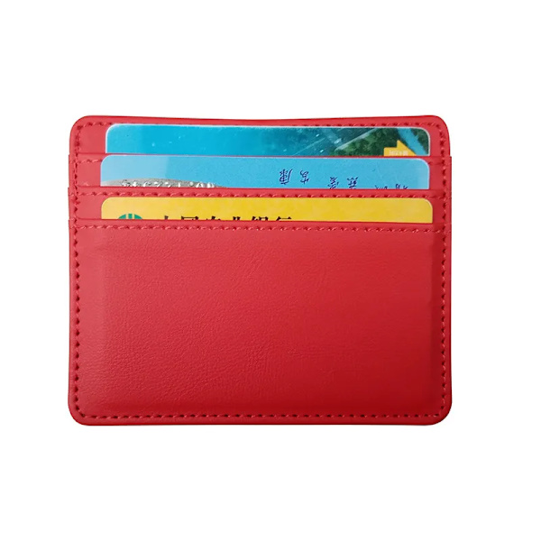 1 st Nytt mode för män/kvinnor Mini-ID-kort Business Case PU-läder Ultratunt Case Student case Red A