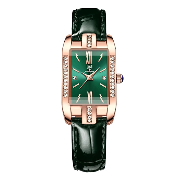 POEDAGAR Högkvalitativ watch Toppmärke Lyxigt Mode Affärsrektangel Vattentät Kvarts Damklockor i rostfritt stål Gold Green Leather