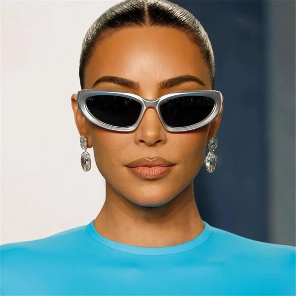 UV400 Y2K Solglasögon Unisex märkesdesign Spegel Lyx färgglad vintage Sportsolglasögon med 400 böjningar Bright Black