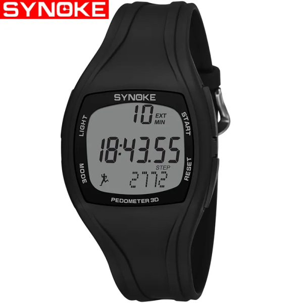 SYNOKE Digital Watch Herr Silikonrem Led Elektronisk Display Lysande Multifunktion Armbandsur Military Reloj Hombre Black