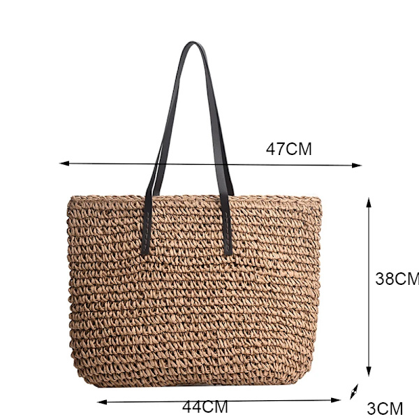 Yogodlns Summer Large Capacity Halm Axelväska Rotting Beach Bags Väska med handtag Casual Lady Totes Shopping Handväska Clutch khaki  style5 as detailpage