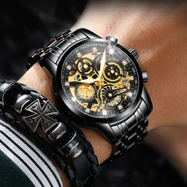 Svänghjul Roterande fönster Herrklockor Lyx Mode Lysande Date Herr Watch Vattentät Manklocka Relogio Reloj Hombre Silver with Box