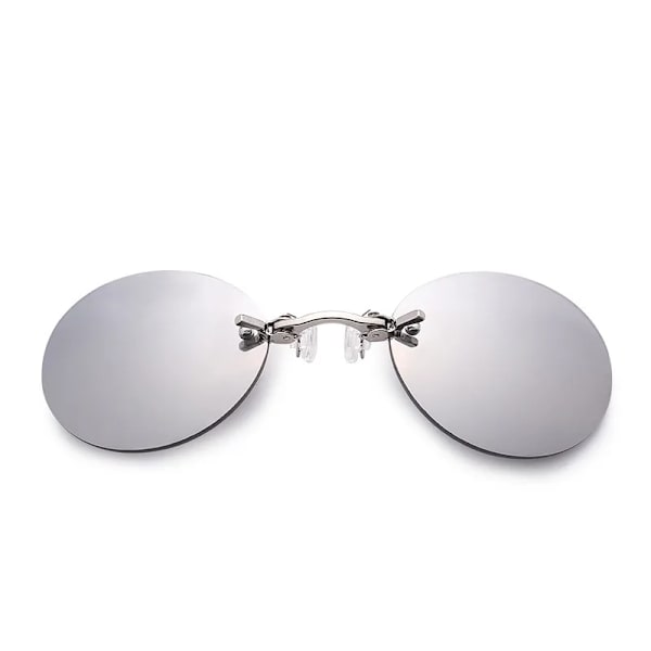 Clip On Nose Glasögon Rund Båglös Matrix Morpheus Solglasögon Mini Ramlösa Vintage Herrglasögon UV400 1st Silver