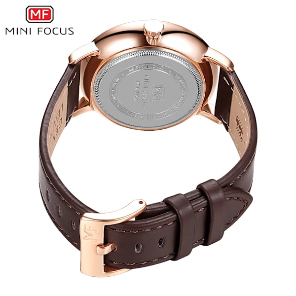 MINI FOCUS Mode Herrklockor Toppmärke Lyx Quartz Watch Date Window Armbandsur Brun Äkta läderrem reloj hombre BN RG WHITE