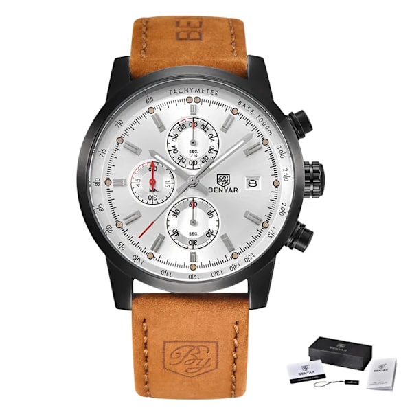 BENYAR Mode Chronograph Sport Herrklockor Toppmärke Lyx Quartz Watch Reloj Hombre saat Klocka Man timme relogio Masculino L Brown black white