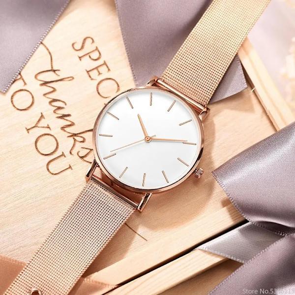 2020 Ultratunn Rose Gold Watch Minimalist Mesh Damklocka watch femme Klockor Zegarek Damski Watch Relojes Para Mujer Reloj black-10