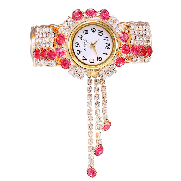 Rhinestone Quartz Watch Shiny Fashion Stable Performance Armband Watch för vardagen Pink 2