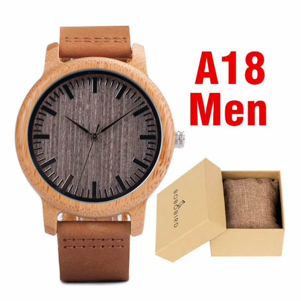 BOBO BIRD Träklockor Herr & Kvinnor Läder Nylon Silikonrem Casual Quartz Watch Presentask Förpackning Surport Drop A18