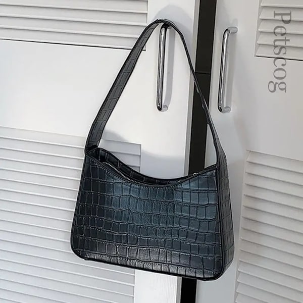 Väskor För Kvinnor Mode Pu Läder Dragkedja Underarm Väska Dam Enkel Design Casual Travel Handväska Bolsas Stone Black