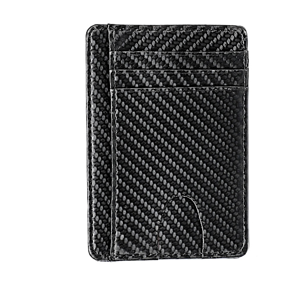 Män Minimalistisk Slim Korthållare Mikrofiber Läderkort Plånbok Line Ultra Tunn Mini Liten Rfid ID-korthållare Handväska Man Kvinnor Fiber Black