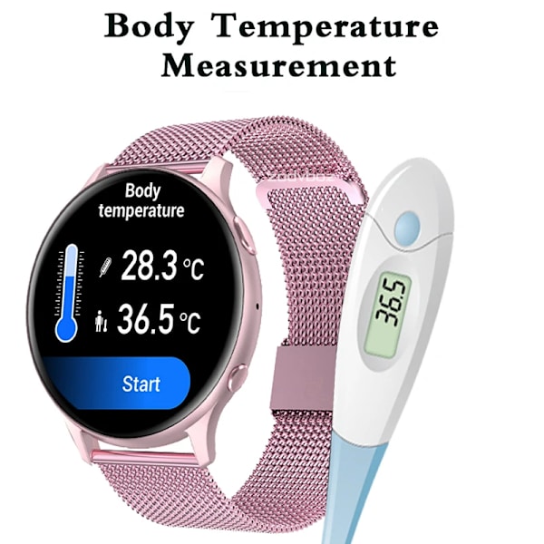 OLED Mode Smart Watch Dam Puls Blodtryck Multifunktionell Watch Herr Kvinna Vattentät Smartwatch Kvinnor Pink