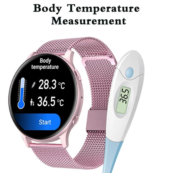 OLED Mode Smartklocka Dam Puls Blodtryck Multifunktionell Sportklocka Herr Dam Vattentät Smartwatch Kvinnor gold black