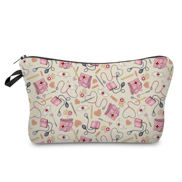 Tecknad Tandläkare Sjuksköterska Print Kosmetikväskor Mode Kvinnor Designer Sminkväska Värmeöverföring Organizer Pennfodral hz4566 Nurse Bag