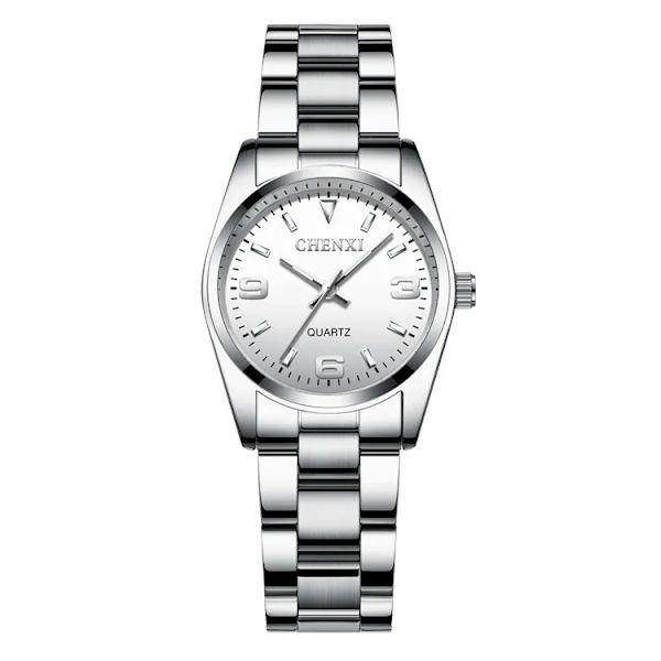 CHENXI Mode Rosa Urtavla Klockor För Kvinnor 2023 Högkvalitets Quartz Watch Elegant Klänning Dam Armbandsur i rostfritt stål xfcs White