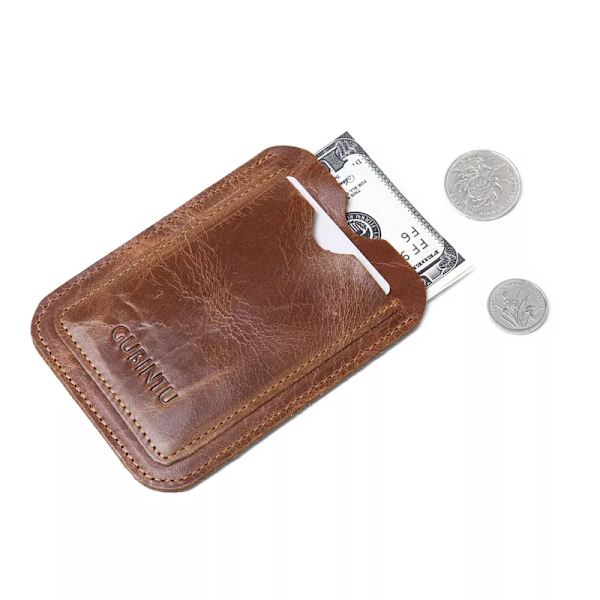 1 st äkta läder smal plånbok Kredit-id-kortshållare Handväska Case för män Modeväska för män Cover Brown