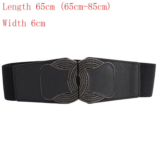 65cm Dammode Elastisk Klassisk svart midjeband Bred midja Stretchbälte för kvinnor Cinch Accessoarer Klänning Kappa Klädbälte Gun black black(.781) 65cm(65cm-85cm)(.781)