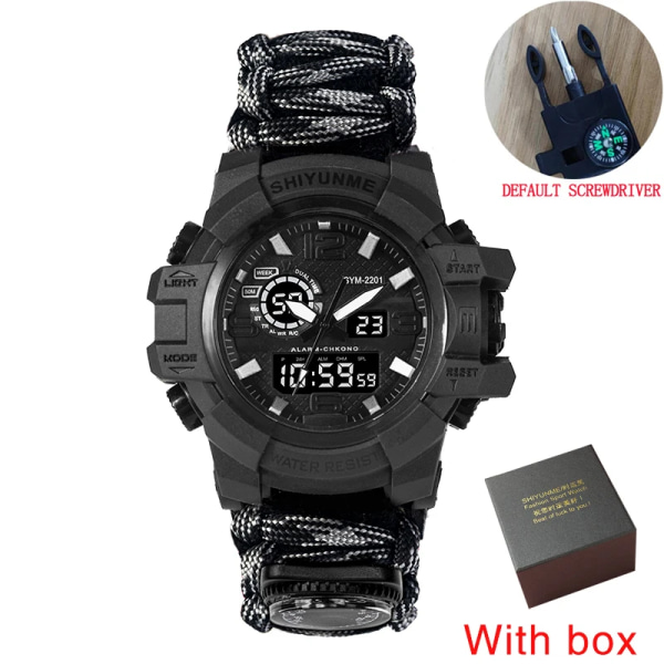 SHIYUNME Watch för män LED Quartz Vattentät Armbandsur för män Mode Utomhussport Digital klocka Klockor Relogio Masculino grey with box