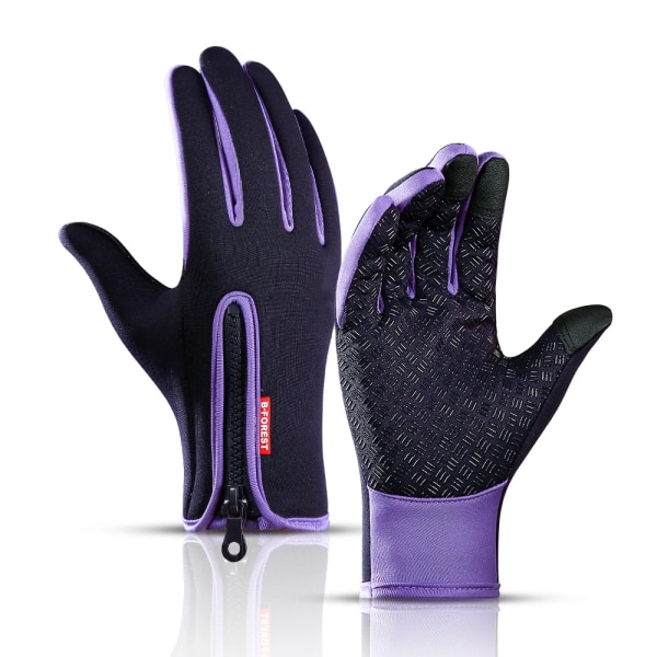 Unisex Sport Pekskärm Vinter Thermal Varma Helfingerhandskar För Cykling Cykel Cykel Skidor Utomhus Camping Vandring Motorcykel Purple S