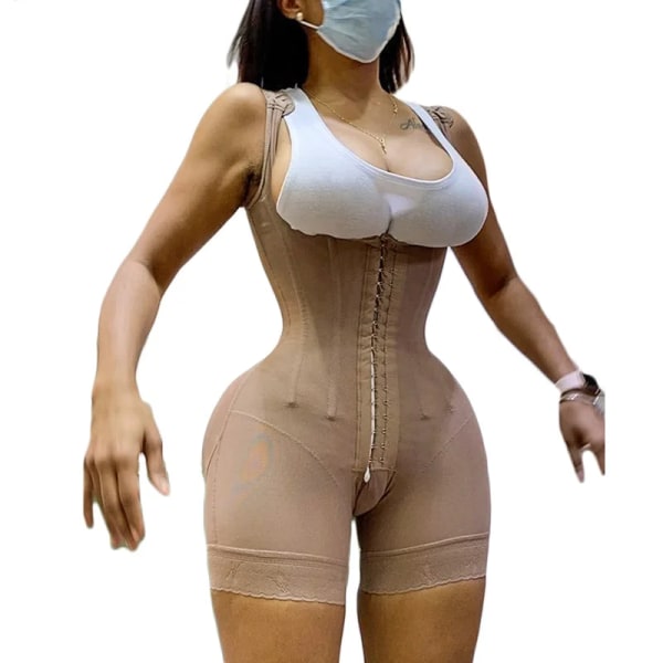 Kvinnor Postoperativ öppen byst Hög kompression Shapewear Waist trainer Butt Lifter Bantningskorsett Skims Fajas Colombianas Khaki L