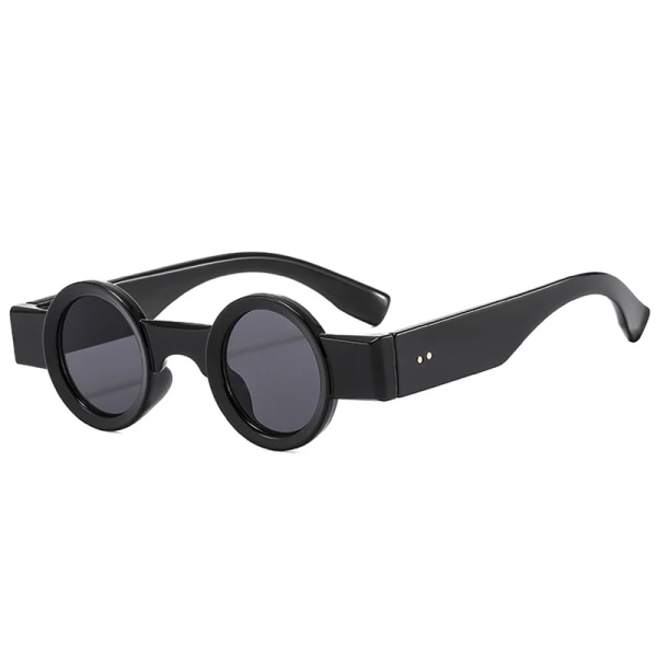 SO&EI Ins Populärt mode Små runda solglasögon Dam Retro Punk Shades UV400 Män Clear Ocean Lens Trending Nitar Solglasögon Black grey As the picture