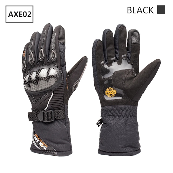 Iron Jia'S Vinter Motorcykelhandskar Varma Vattentäta Skyddande Guantes Moto Pekskärm Motorcykelkörning Motosiklet Eldiveni AXE02-Black L